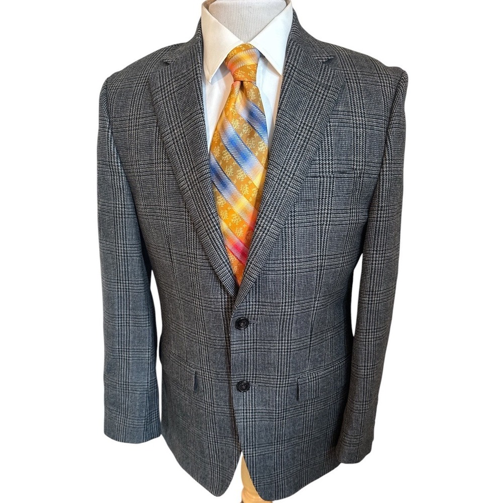 LRL Ralph Lauren Blazer Mens 38R Gray Glen Plaid Flannel Wool Sport Coat Jacket